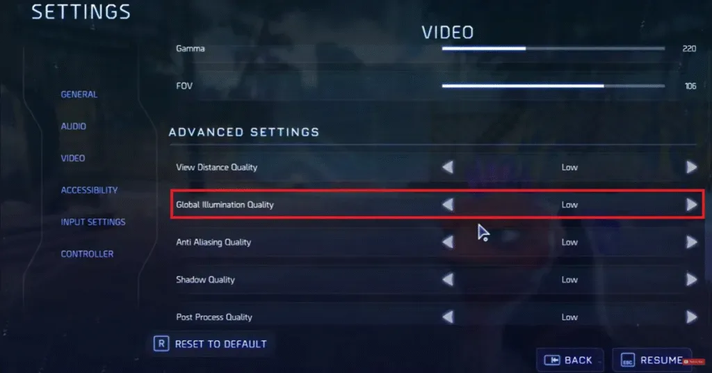 Lower Global Illumination Setting in High on Life 2