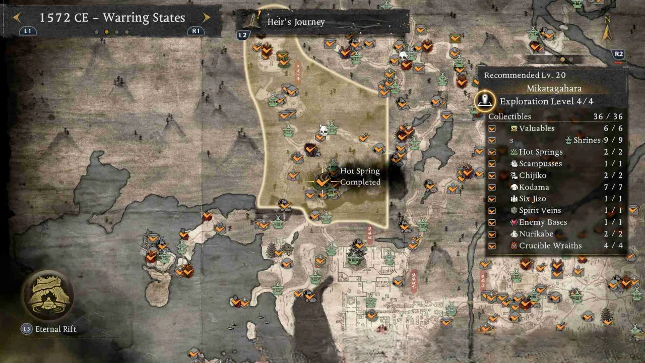 Hot Spring location in Mikatagahara Nioh 3