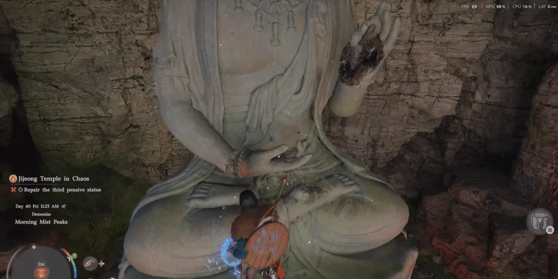 Correct position for the right hand of the third pensive statue in Crimson Desert