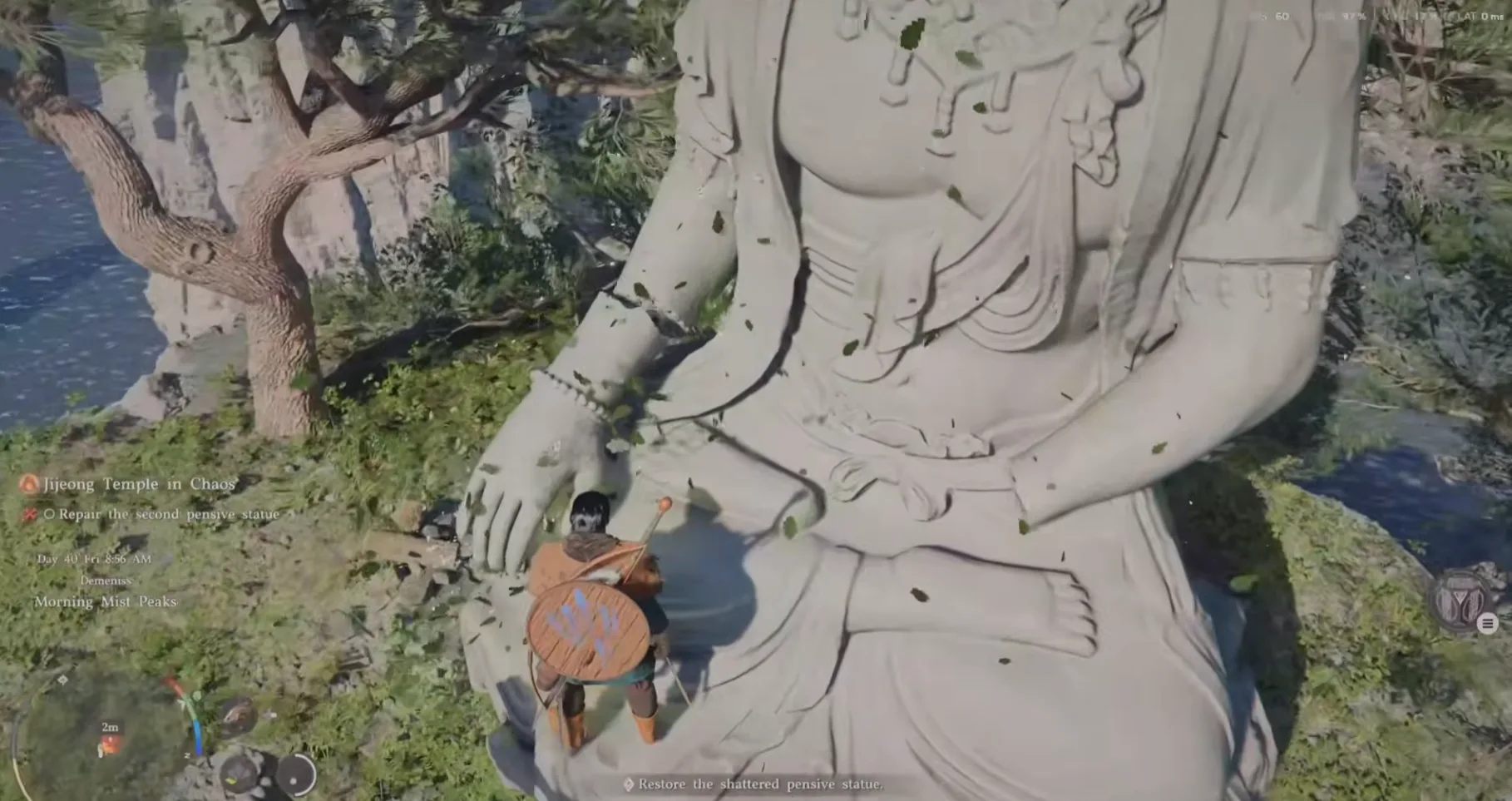 Correct position for the right hand of the second pensive statue in Crimson Desert