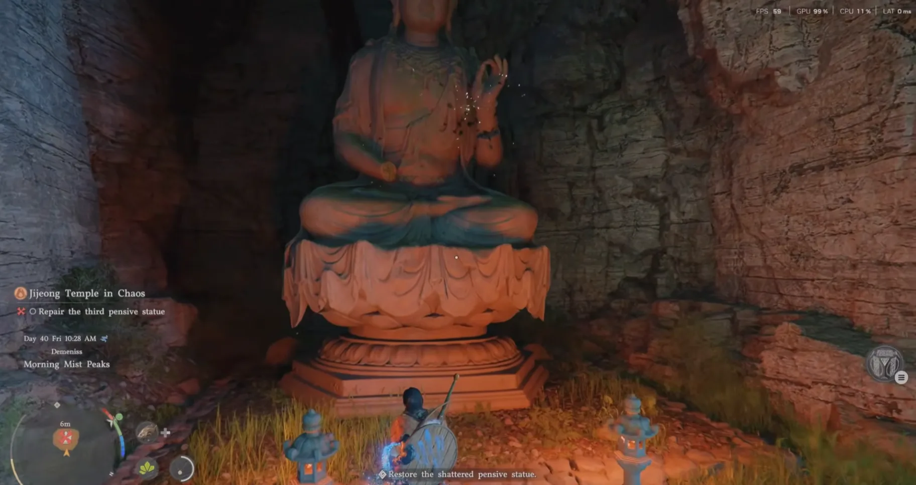 Correct position for the left hand of the third pensive statue in Crimson Desert