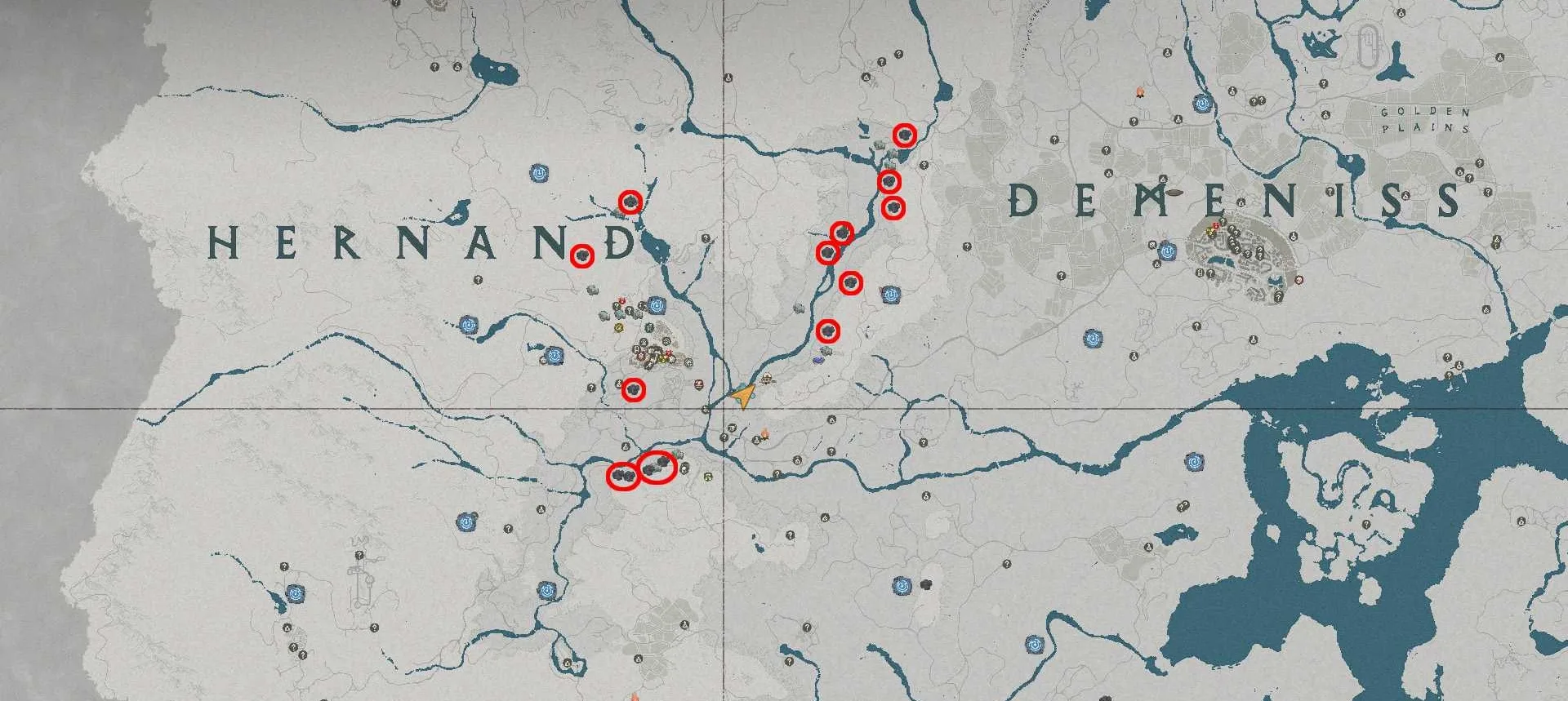 Map of Crimson Desert Iron Ore locations.