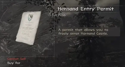hernand entry permit in crimson desert to enter the castle